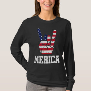 T-shirt Merica Rock en signe drapeau américain États-Unis