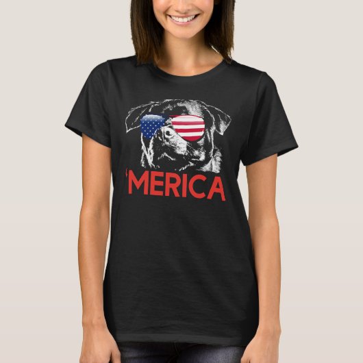 T-shirt Merica Rottweiler Drapeau Américain 4e de (Devant)