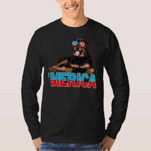 T-shirt Merica Rottweiler Drapeau Américain Lunettes de so