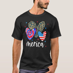 T-shirt Merica Rouge Bleu Blanc Coeur Tie Dye Leopard US 4