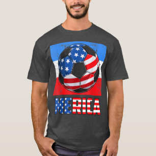 T-shirt Merica Soccer Ball American Drapeau 4 juillet Enfa
