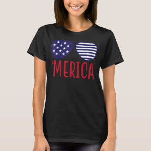 T-shirt Merica Sunglass Usa Drapeau 4 juillet Happy Indepe