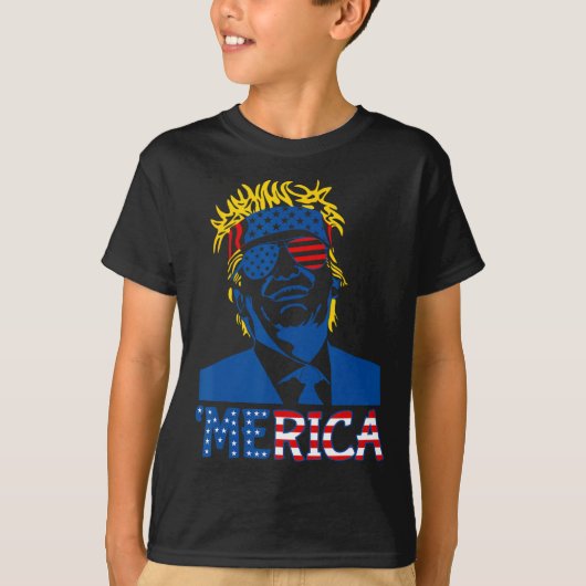 T-shirt Merica Trump 4 juillet heureux Trump Drapeau améri (Devant)