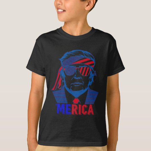 T-shirt Merica Trump 4 juillet heureux Trump Drapeau améri (Devant)