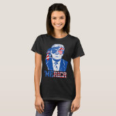 T-shirt Merica Trump 4 juillet heureux Trump Drapeau améri (Devant entier)