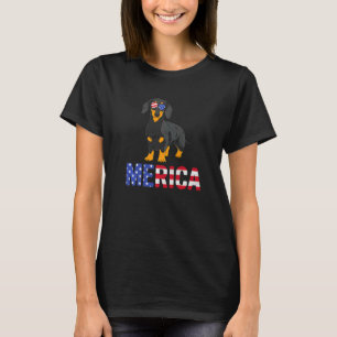 T-shirt Merica Usa Dachshund Chien Sunglass Patriotique 4