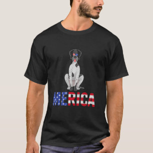 T-shirt Merica Usa Drapeau Allemand Pointer Pointer Chien 