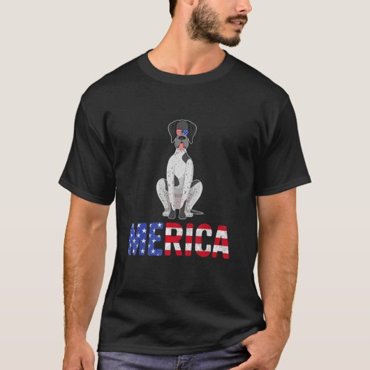 T-shirt Merica Usa Drapeau Allemand Pointer Pointer Chien  (Devant)