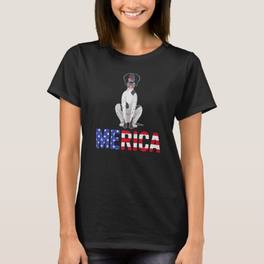 T-shirt Merica Usa Drapeau Allemand Pointer Pointer Chien (Devant)
