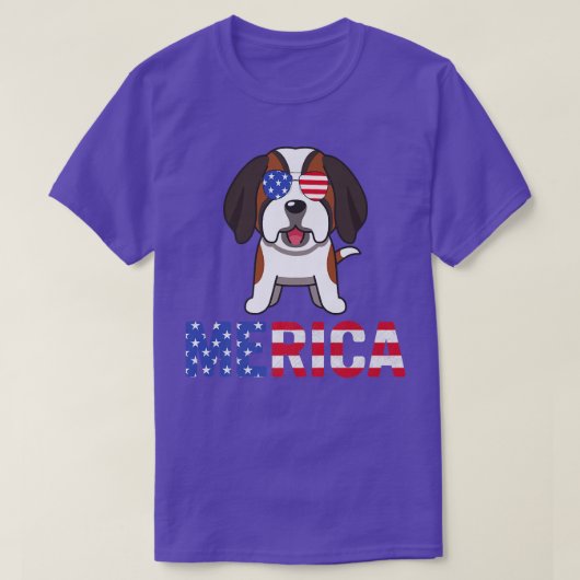 T-shirt Merica USA Drapeau Bernard Dog Lunettes de soleil (Design devant)