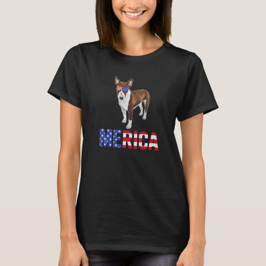 T-shirt Merica Usa Drapeau Bull Terrier Dog Lunettes de so (Devant)