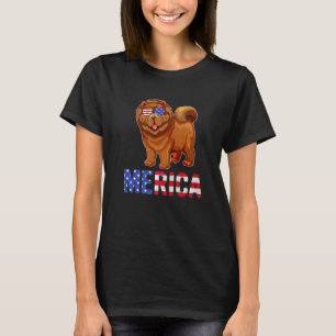 T-shirt Merica Usa Drapeau Chow Chien Sunglass Patriotique