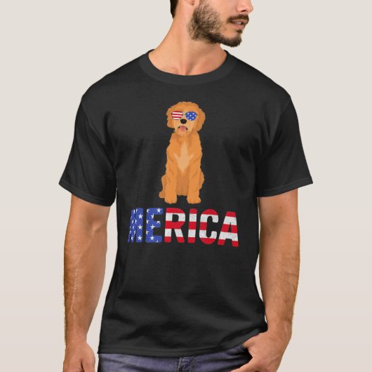 T-shirt Merica USA Drapeau Goldendoodle Chien Lunettes de (Devant)