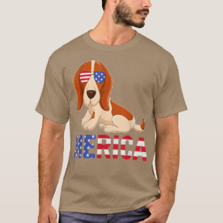 T-shirt Merica USA Drapeau Hound Dog Lunettes de soleil 4è