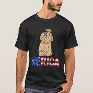 T-shirt Merica Usa Drapeau Maltais Chien Lunettes de solei