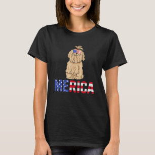 T-shirt Merica Usa Drapeau Maltais Chien Lunettes de solei