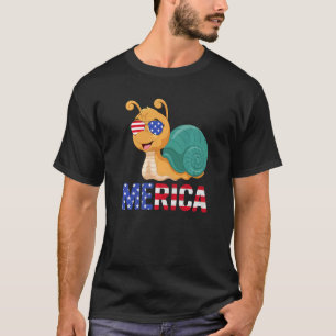 T-shirt Merica Usa Drapeau Snail Lunettes de soleil Patrio