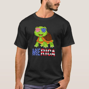 T-shirt Merica Usa Drapeau Tortues Lunettes de soleil Patr