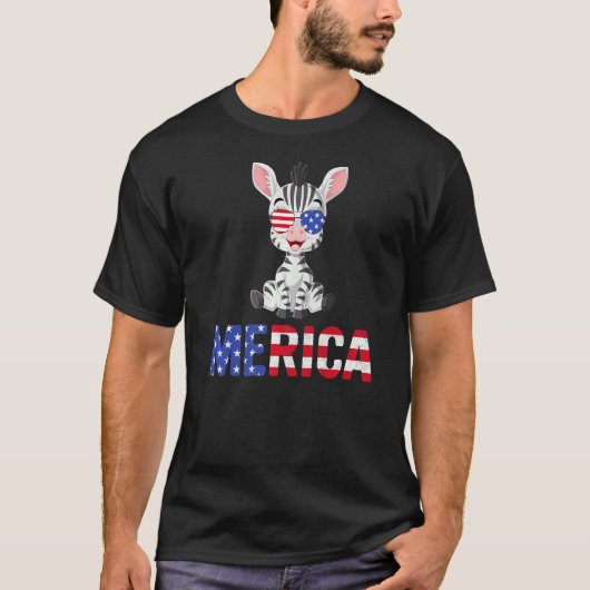 T-shirt Merica Usa Drapeau Zebra Lunettes de soleil Patrio (Devant)