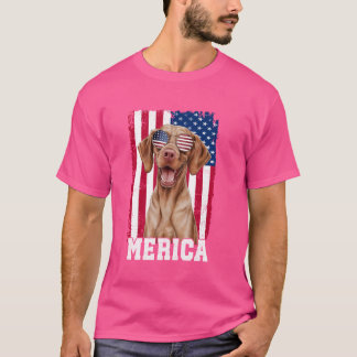 T-shirt Merica Vizsla Chien USA Drapeau 4 juillet patrioti