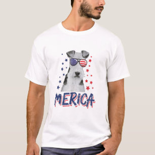 T-shirt Merica Wire Fox Terrier Dog 4 juillet USA Cadeau