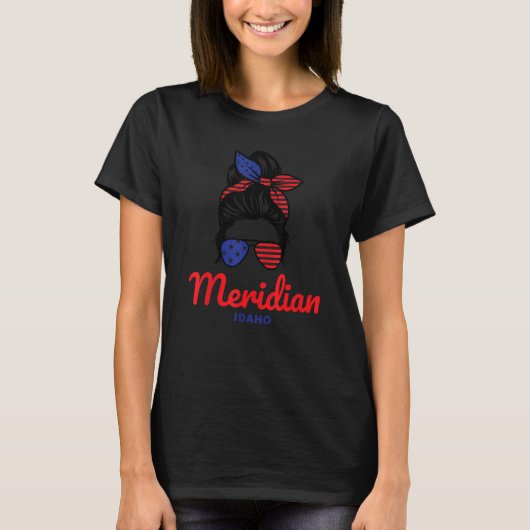 T-shirt Meridian Idaho Retro Messy Bun (Devant)