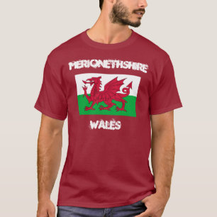 T-shirt Merionethshire, Pays de Galles avec drapeau galloi