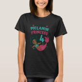 T-shirt Mermaid 4ème Anniversaire Black Melanin Princesse  (Devant)