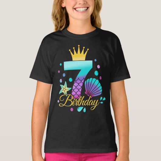 T-shirt Mermaid Anniversaire 7ème anniversaire (Devant)