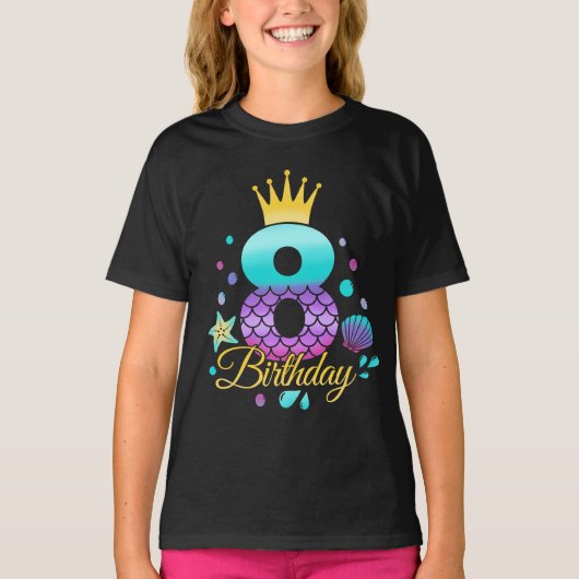 T-shirt Mermaid Anniversaire 8ème anniversaire (Devant)