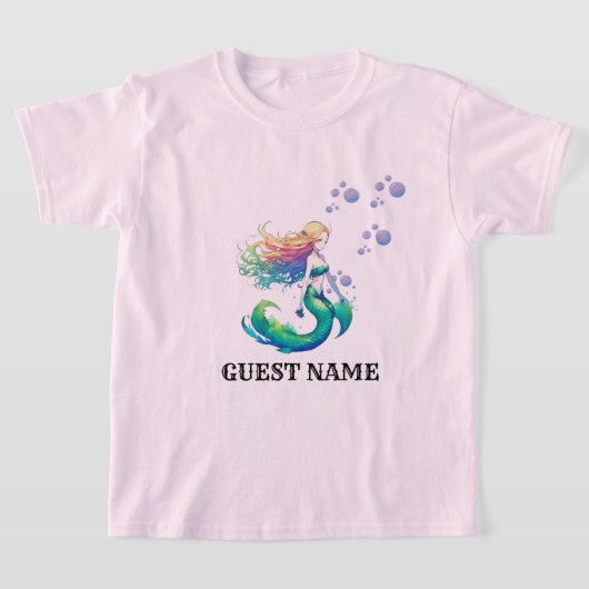 T-shirt Mermaid Anniversaire thème ajouter Nom du client (Poser)