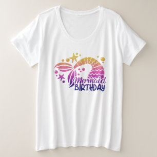 T-shirt Mermaid Birthday Plus Size