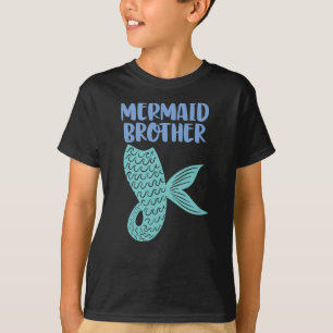 T-shirt Mermaid Brother Texte bleu avec Queue verte