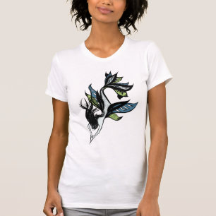 T-shirt Mermaid gothique Beau dessin d'encre bleue verte