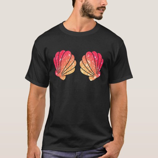 T-shirt Mermaid Sea Shell Bra Costume Seashell Halloween (Devant)