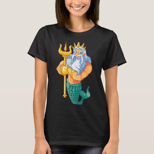 T-shirt Mermaid Security Shirt _ Funny Merman Swimming Gif (Devant)