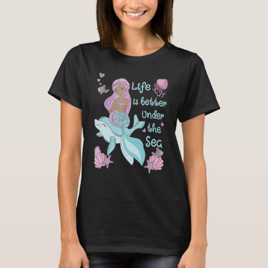 T-shirt Mermaid Under the Sea Cute Ocean Design (Devant)