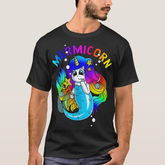 T-shirt Mermicorn Mermaid Unicorn Magique Arc-en-ciel Créa (Devant)