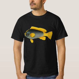 T-shirt Mérou bleu et jaune, Vie marine vintage