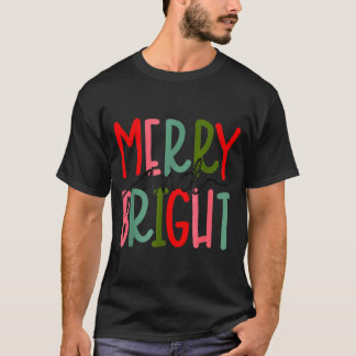 T-shirt Merry And Bright Christmas Women Girls Kids Toddle