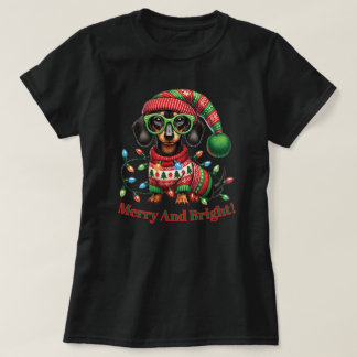 T-shirt Merry and Bright Dachshund