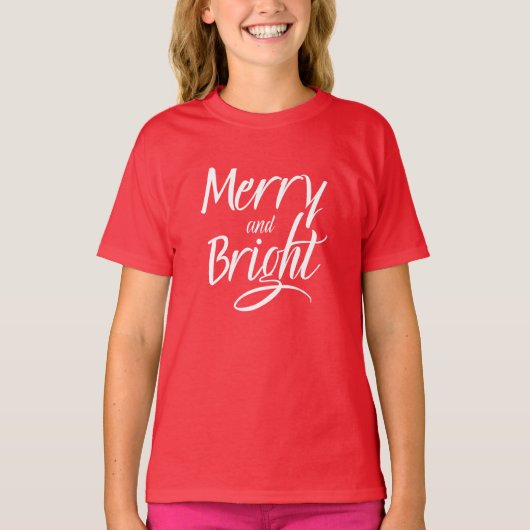 T-Shirt : Merry and Bright (deep red) (Voorkant)