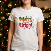 T-shirt Merry and Bright Gradient Text Christmas