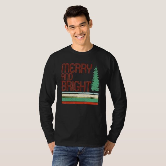 T-shirt Merry and Bright Merry Christmas Tree Xmas Vibes W (Devant entier)