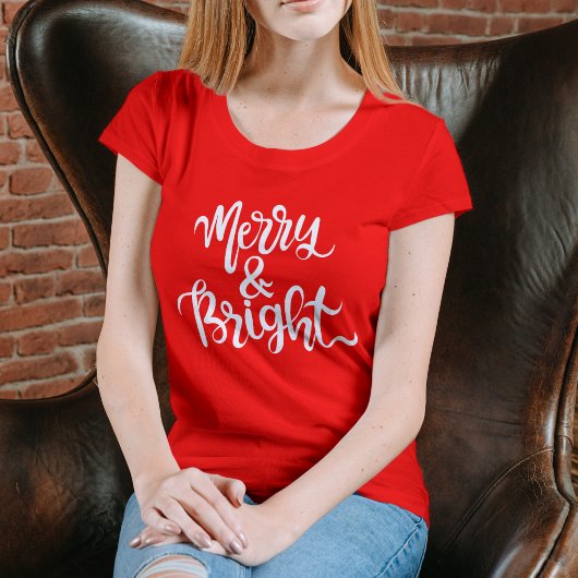 T-shirt Merry and Bright Modern Red Women’s Christmas
