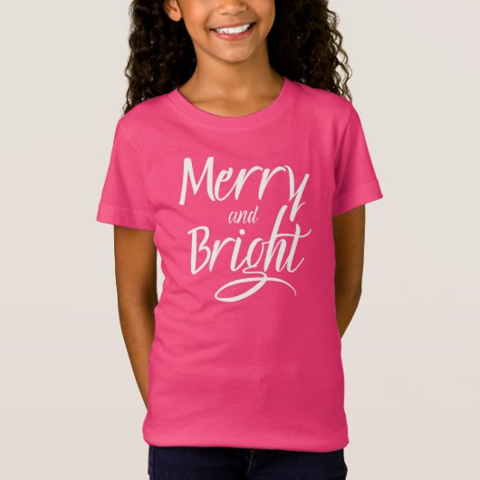 T-Shirt : Merry and Bright (pink) (Voorkant)