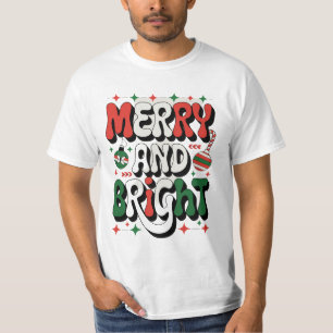 T-shirt Merry and Bright Retro Christmas Design