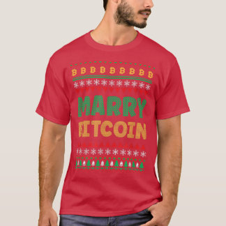 T-shirt Merry Bitcoin Ugly Christmas Snowflake Tree Design