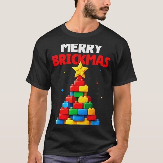 T-shirt Merry Brickmas Block Building Builder Brick Master (Devant)