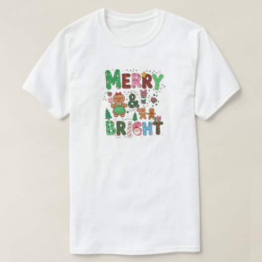 T-shirt Merry & Bright, Festive Christmas Holiday Design (Design devant)